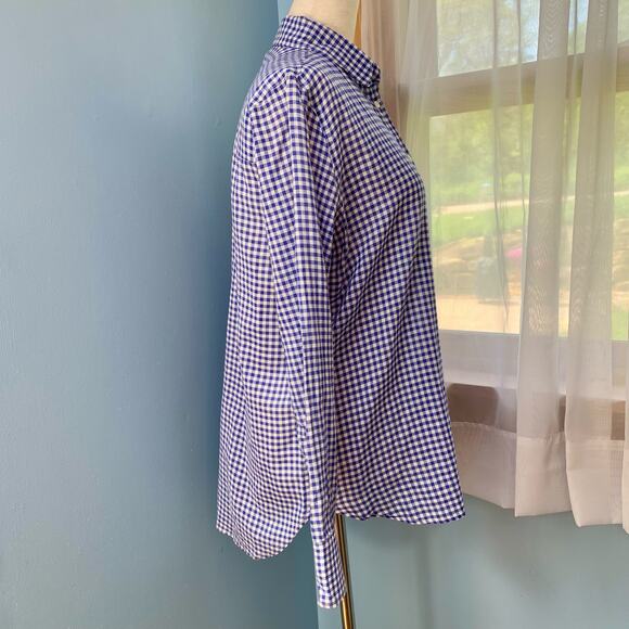 J Crew Classic Blue Gingham Boy Button Down Shirt Size 4 - Picture 5 of 8